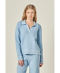 English Factory Women's Stitch Detailed Polo Knit