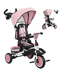 Qaba 6 in 1 Kids Tricycle with Adjustable Push Handle for 1-5 Years,