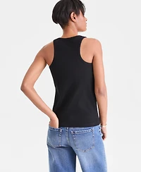 I.n.c. International Concepts Women's Perfect Ribbed Hardware-Trim Tank Top, Exclusively at Macy's