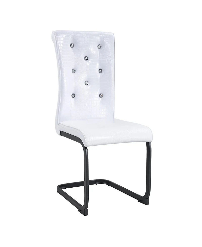 Streamdale Furniture Set of 4 Retro Alligator Upholstered Dining Chairs with Crystal Buckle