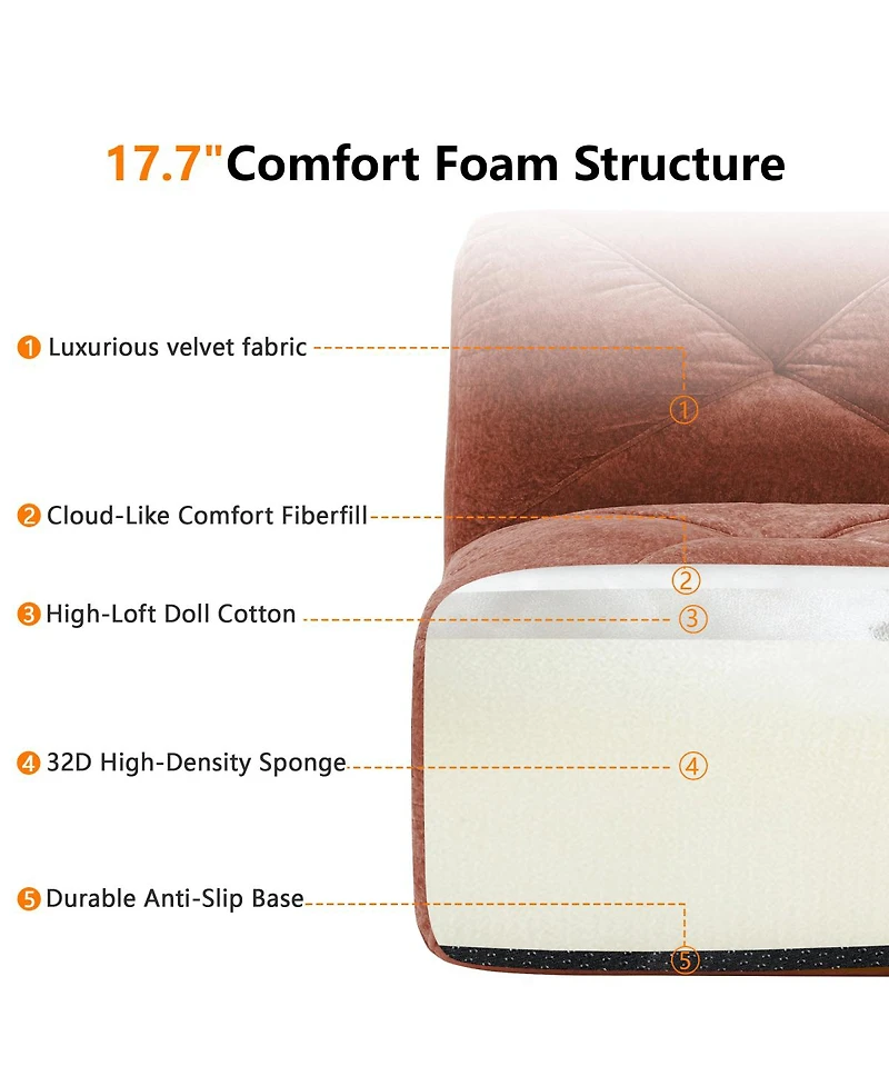 Streamdale Furniture L-Shaped Velvet Tufted Sofa with Movable Ottoman