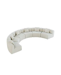 Streamdale Furniture Chenille curved sectional sofa with 6 pillows, modular semi-circular sofa for any room