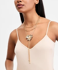 I.n.c. International Concepts Imitation Pearl Flower Layered Lariat Necklace, 16-1/2" + 3" extender, Macy's Exclusive