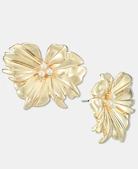 I.n.c. International Concepts Imitation Pearl Flower Button Earrings, Macy's Exclusive