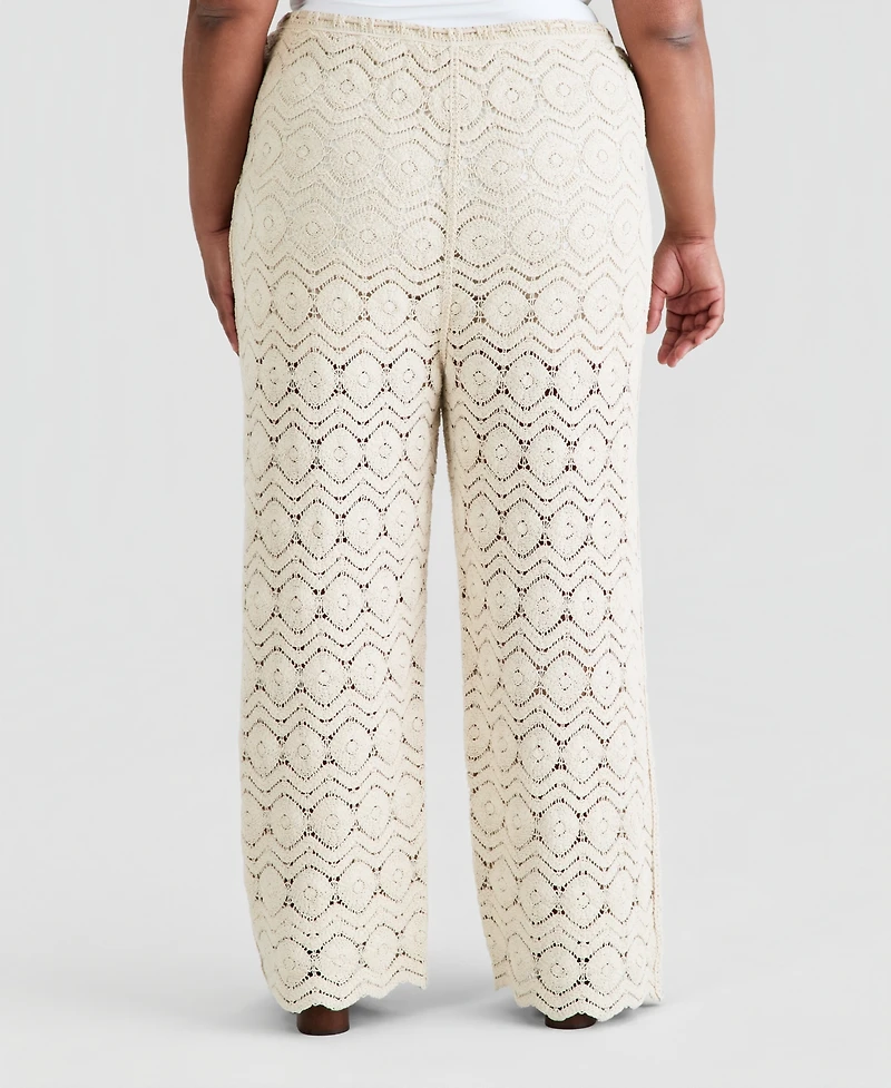 And Now This Trendy Plus Embellished Crochet Wide-Leg Pants, Macy's Exclusive