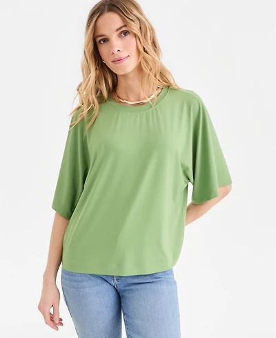 I.n.c. International Concepts Women's Silky Jersey Elbow-Sleeve T-Shirt, Macy's Exclusive