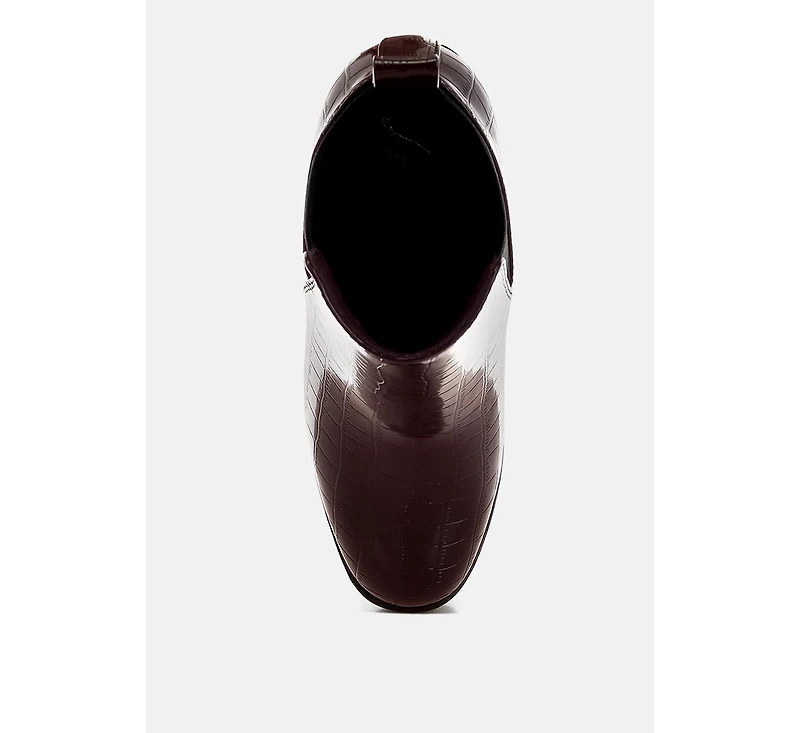 Womens foxy faux leather croc chelsea boots