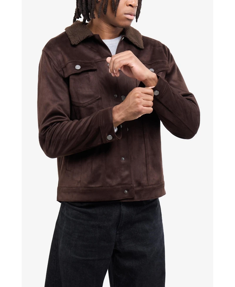 Xray Men's Faux Suede Jacket With Fur Collar