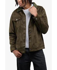 Xray Men's Faux Suede Jacket With Fur Collar