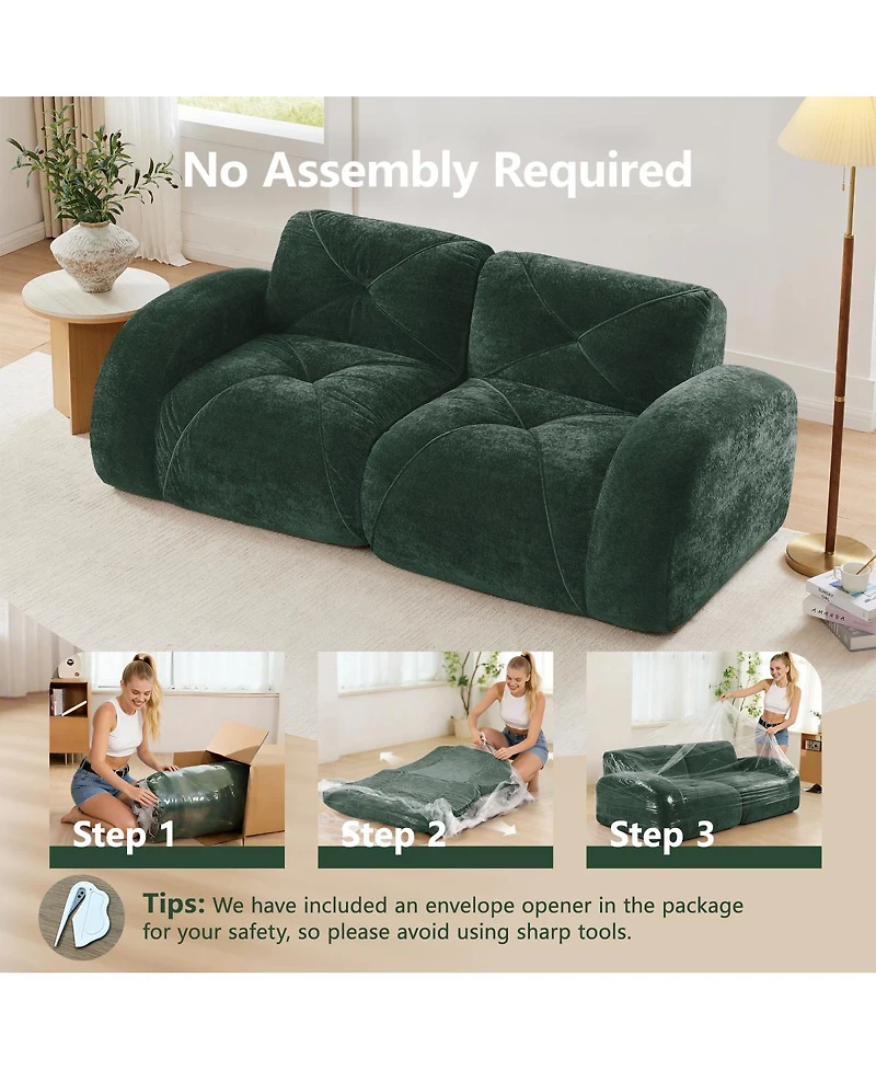 Streamdale Furniture 2-Seater Tufted Sofa, Soft Velvet, Anti-Slip, High Density Sponge