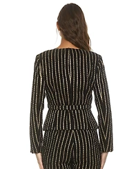 Alexia Admor Women's Arjun Tweed Long Sleeve Scoop Neck Sweater Jacket