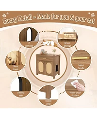 Zeus & Ruta Espresso Hidden Cat Litter Box Enclosure with Storage