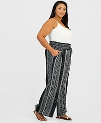Kingston Grey Trendy Plus Pull-On Wide-Leg Pants