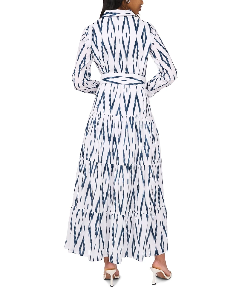 Msk Women's Self Belt Long-Sleeves Maxi Dress