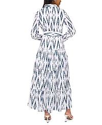 Msk Women's Self Belt Long-Sleeves Maxi Dress