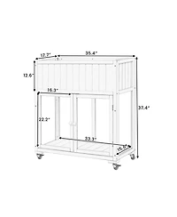 Mondawe Patio Mini Wood Cold Frame, Compact 2 Doors Garden Greenhouse with Wheels