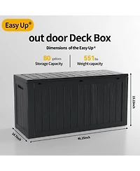 80 Gal. Waterproof Outdoor Resin Storage Deck Box with Lockable Lid