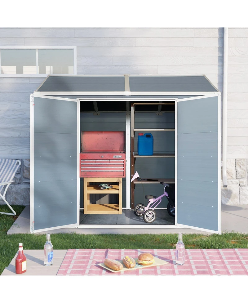 Mondawe 4x8ft Resin Outdoor Storage Shed with Two-Window and Double-Door