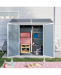 Mondawe 4x8ft Resin Outdoor Storage Shed with Two-Window and Double-Door