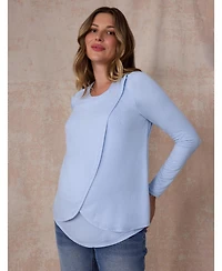 Motherhood Maternity Women's Crewneck Long Sleeve Draped Nursing Tee