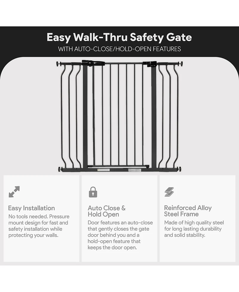 BalanceFrom Fitness BalanceFrom Walk Thru Safety Gate, Fits 29.1-43.3" Openings, 36” Tall, Graphite