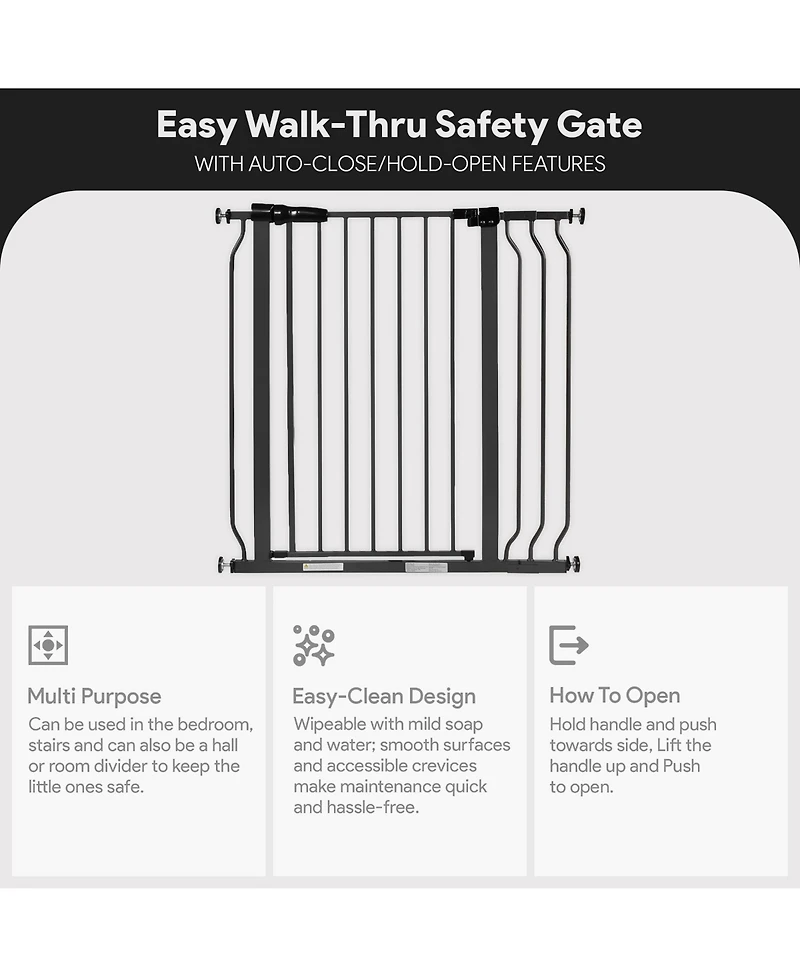 BalanceFrom Fitness BalanceFrom Walk Thru Safety Gate, Fits 29.1-38.5" Openings, 36” Tall, Graphite