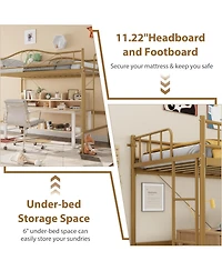 gaomon Loft Bed Twin Size with Removable Ladder & Full Safety Guardrail, Twin Loft Bed Heavy-Duty Metal Frame 400 Lbs Weight Capacity, No Box