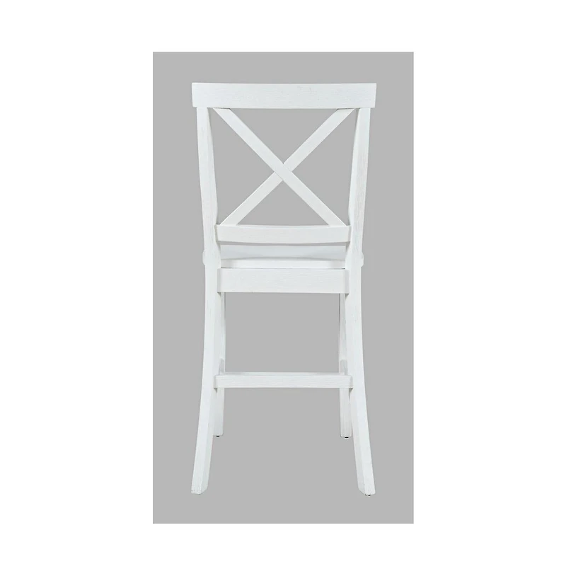 Jofran Eastern Tides Coastal Wire-Brushed Wood X-Back Counter Barstool (Set of 2