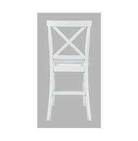 Jofran Eastern Tides Coastal Wire-Brushed Wood X-Back Counter Barstool (Set of 2