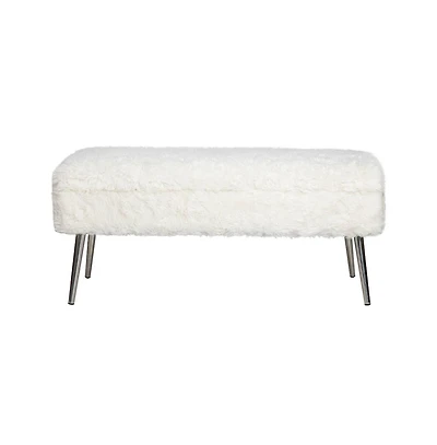 Jofran Huggy Luxury Plush Faux Fur Upholstered Storage Bench