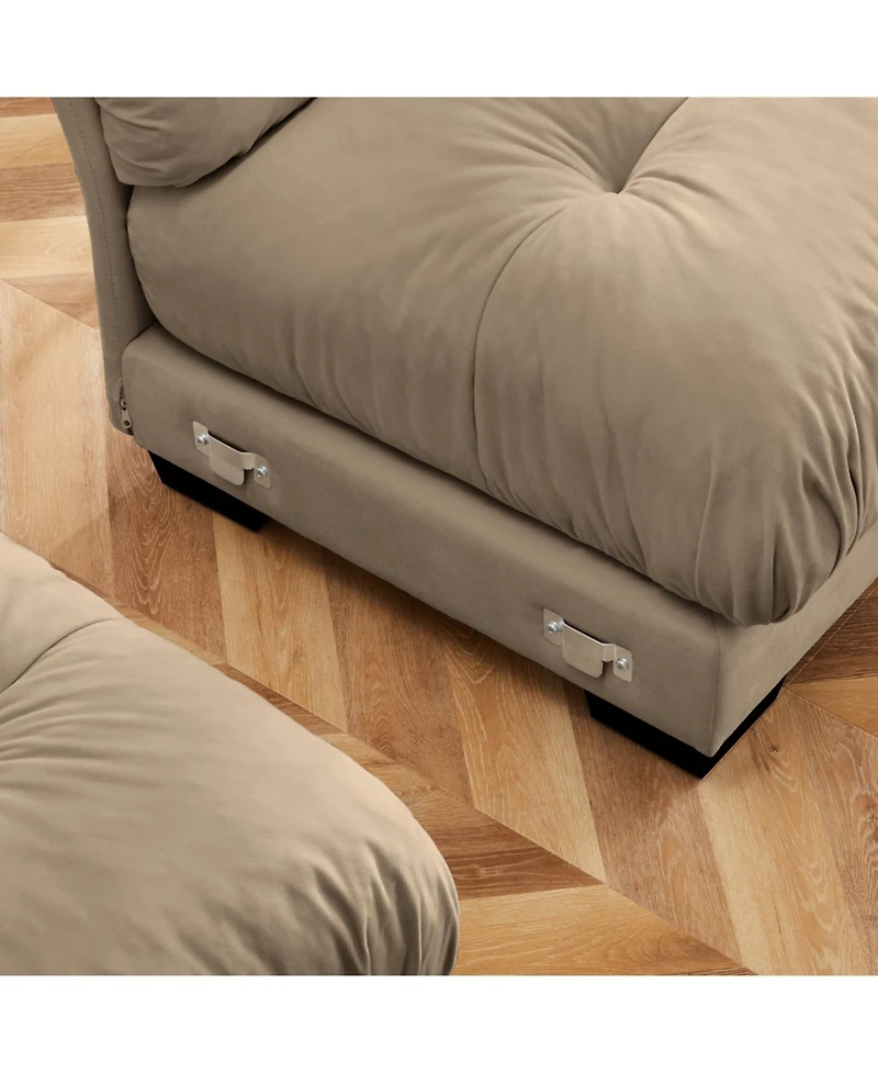 Streamdale Furniture Streamdale Camel U Shape Modular Sectional Sofa Couch with Two Ottomans & Pillows