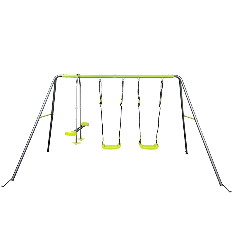 Streamdale Furniture 4-Child Metal Swingset Face-to-Face Swing & 2 Swing Seats
