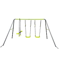 Streamdale Furniture 4-Child Metal Swingset Face-to-Face Swing & 2 Swing Seats