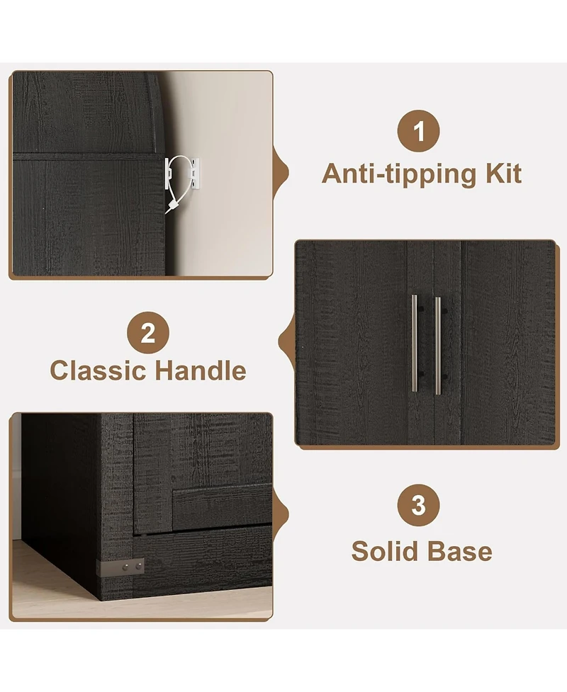 gaomon Arched 71.6" Tall Kitchen Pantry Cabinet, Farmhouse Storage Cabinet with Doors, Black