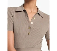 Michael Michael Kors Women's Polo Collar Short-Sleeve Midi Dress