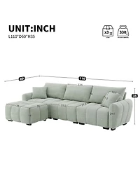 Streamdale Furniture 110" Modular Sectional Sofa, L-Shape, Extra-Large Seat, Movable Ottoman, Boucle Fabric