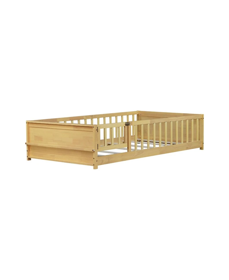 Streamdale Furniture Twin Size Floor Bed with Book Rack and Door