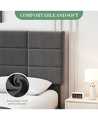 gaomon Upholstered Full Bed Frame with Adjustable Headboard, Linen Upholstered Platform Bed, No Box Spring Needed, 700Lbs Strong Metal Support