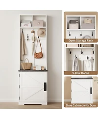 gaomon Farmhouse 3-in-1 Hall Tree with Shoe Storage Bench & Hooks for Entryway