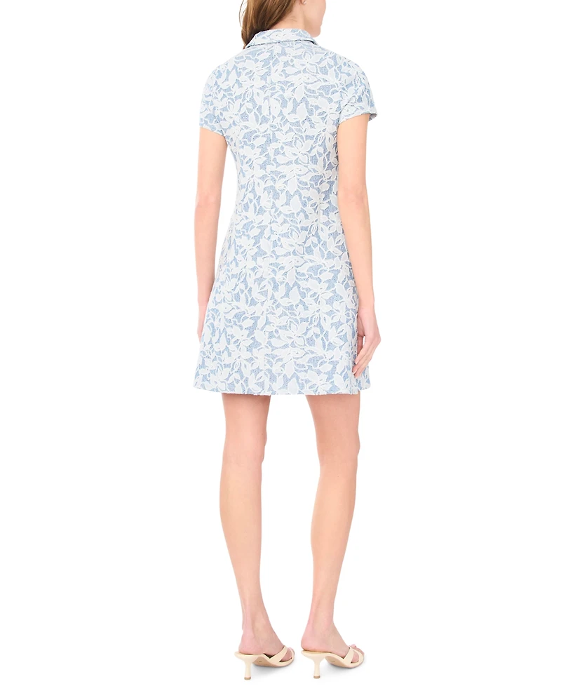 Msk Women's Cap-Sleeve Collared Swing Dress