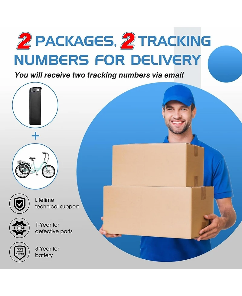 Mooncool 350W Electric Tricycle for Adults