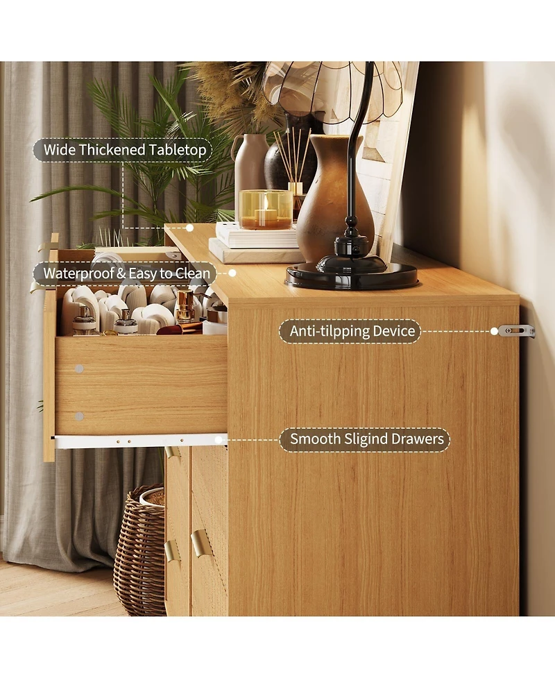 gaomon Fluted 8-Drawer Dresser for Bedroom, 55" Wide Modern Wooden Chest of Drawers