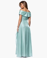 Xscape Women's Sweetheart Neck Off-The-Shoulder Ruffle Long Dress