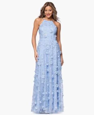Xscape Womens 3d Sequin Halter Neck Gown