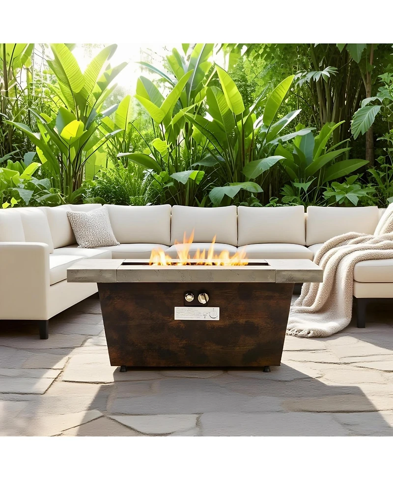 Streamdale Furniture 42" Gas Fire Pit Table, Rectangle, 50000BTU