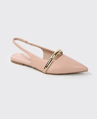 Berness Women's Reina Slingback Flats with Gold-Tone Bar Detail