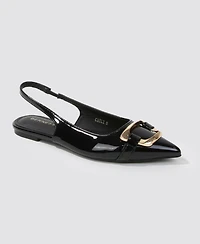 Berness Women's Caeli Slingback Flats with Gold Tone Buckle