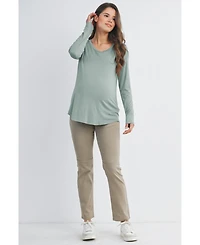 Hello Miz Maternity Casual Scoop Neck Long Sleeve Nursing Top
