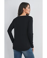 Hello Miz Maternity Casual Scoop Neck Long Sleeve Nursing Top
