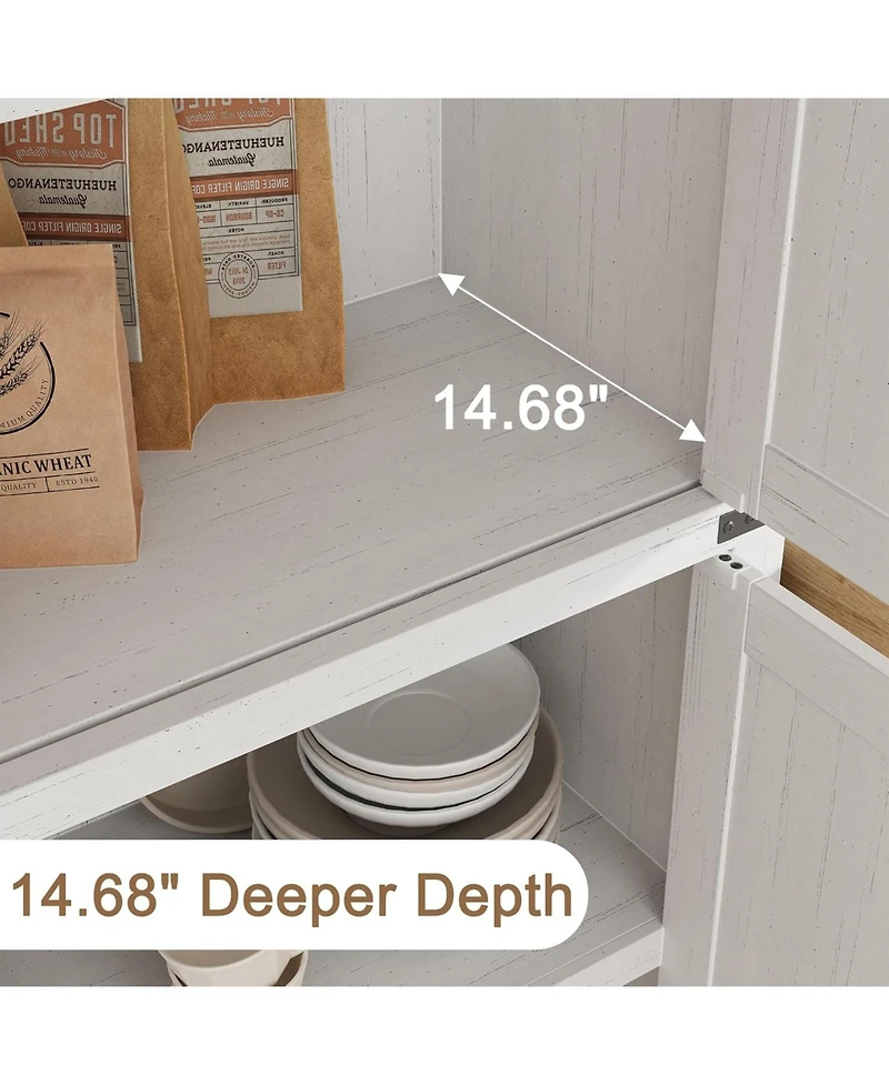 gaomon Arched 71.6" Tall Kitchen Pantry Cabinet, Farmhouse Storage Cabinet with Doors